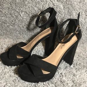 Black suede block heels from AGACI